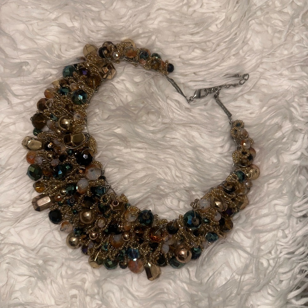 Aldo Gold and Green Beaded Necklace